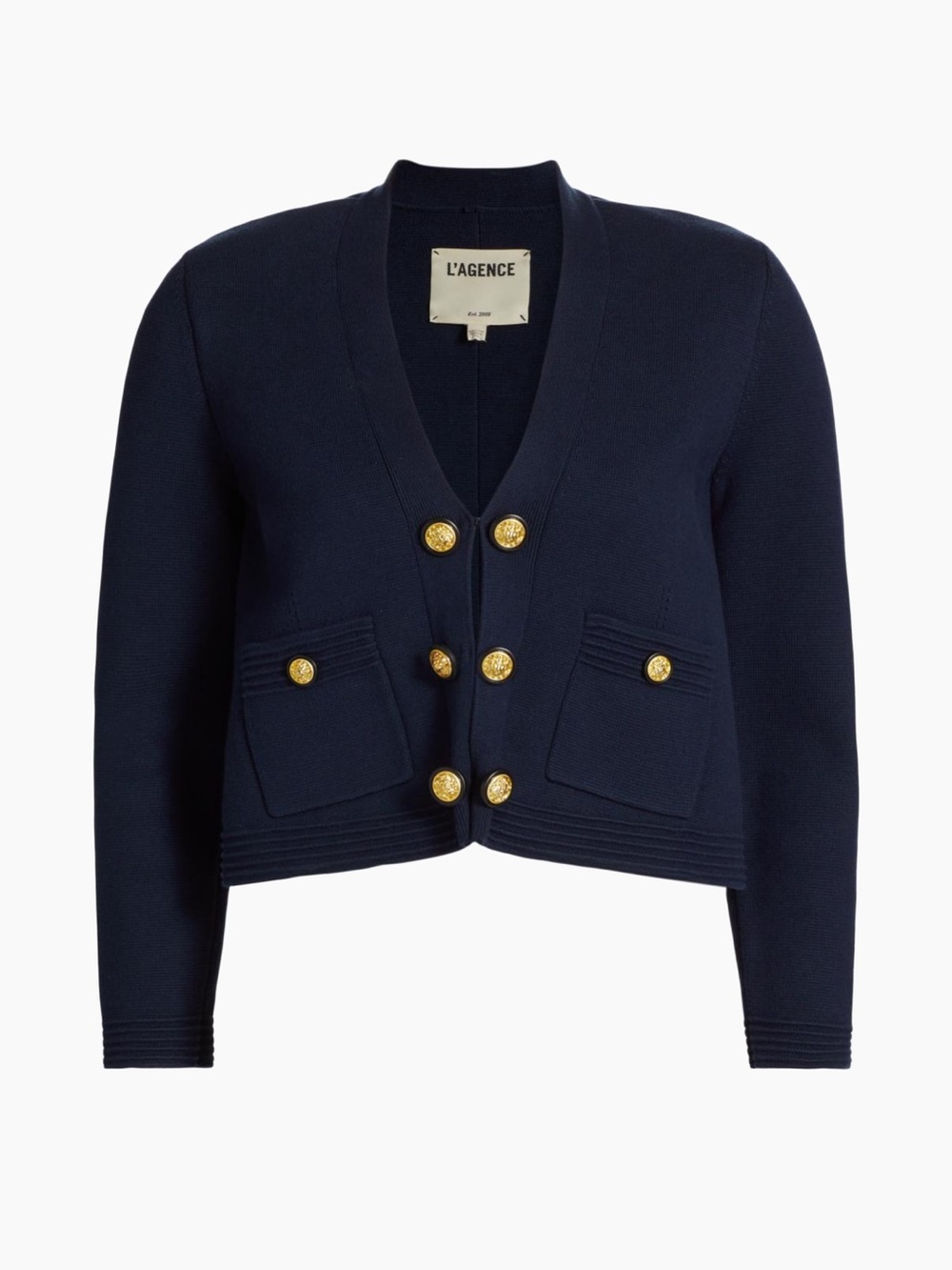L'AGENCE Navy Catie V-neck Knit Blazer NWT